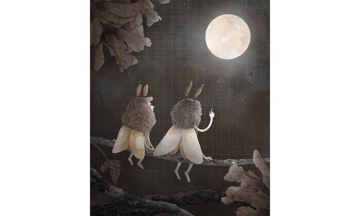 Kinderbuchillustration Mondsüchtig Motten